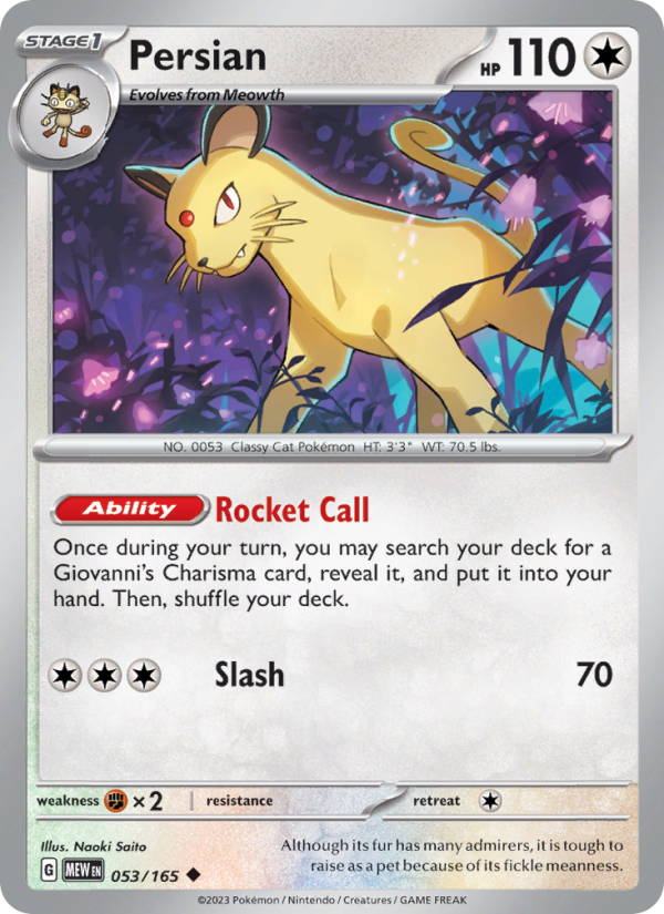 Persian - 053/165 - Reverse Holo - Pokémon 151