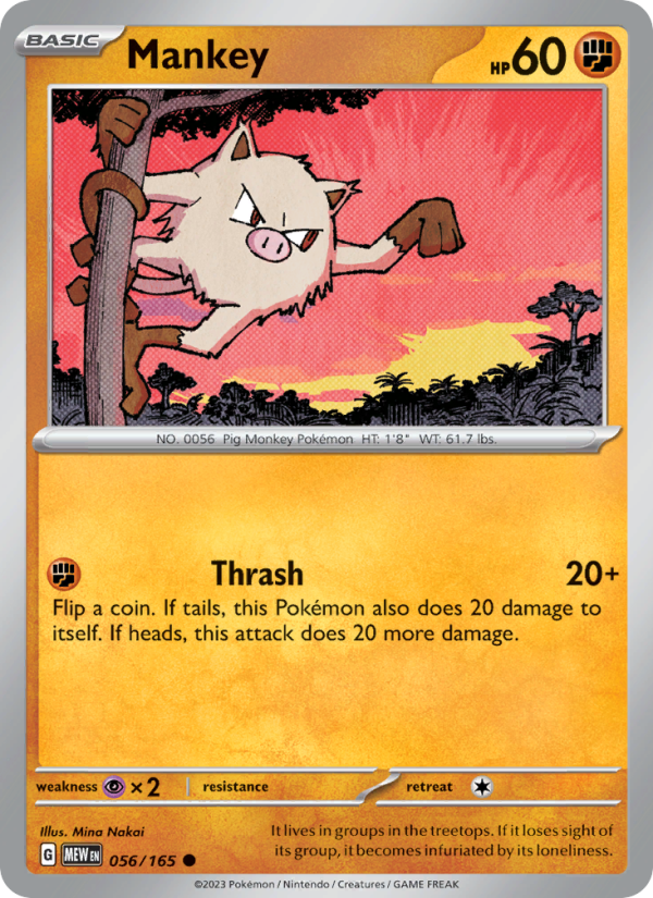 Mankey - 056/165 - Reverse Holo - Pokémon 151