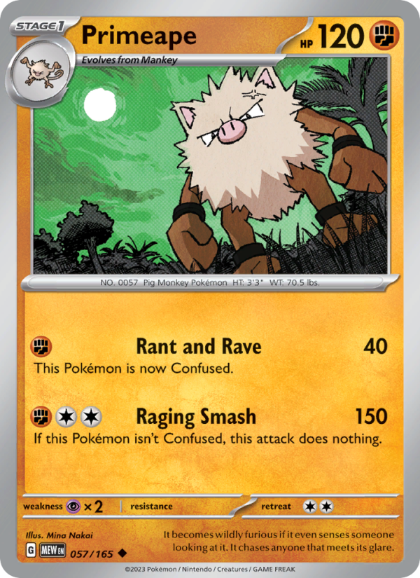 Primeape - 057/165 - Reverse Holo - Pokémon 151