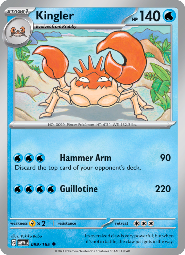 Kingler - 099/165 - Reverse Holo - Pokémon 151