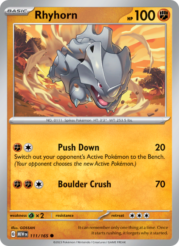 Rhyhorn - 111/165 - Non-Holo - Pokémon 151