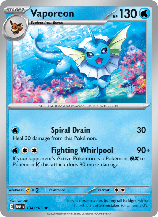 Vaporeon - 134/165 - Holo - Pokémon 151