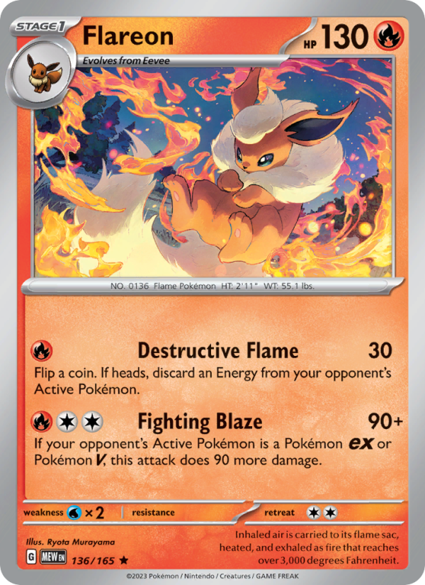 Flareon - 136/165 - Reverse Holo - Pokémon 151