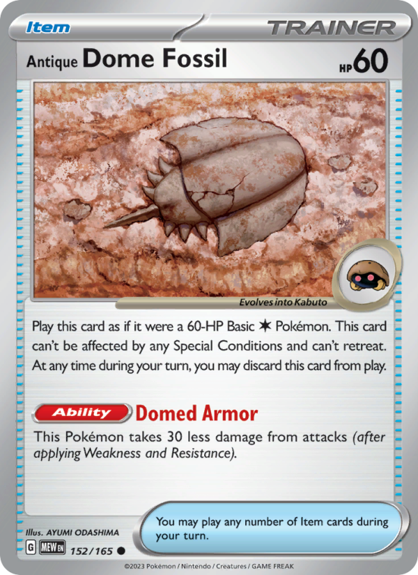 Antique Dome Fossil - 152/165 - Non-Holo - Pokémon 151