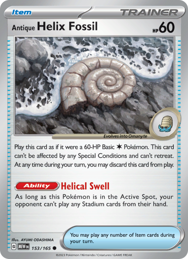 Antique Helix Fossil - 153/165 - Reverse Holo - Pokémon 151