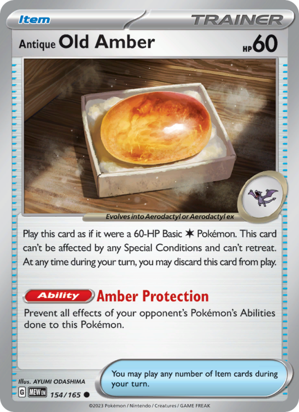 Antique Old Amber - 154/165 - Non-Holo - Pokémon 151