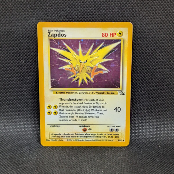 Pokémon Zapdos Fossil Set 15/62 Holo Rare Unlimited · Lightly Played