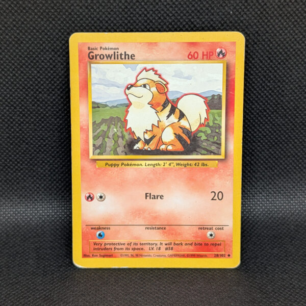 Pokémon Growlithe Base Set 28/102 Uncommon · Lightly Played