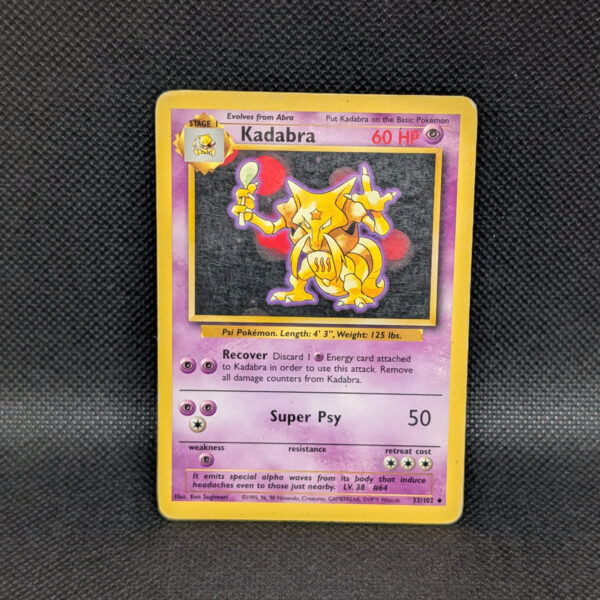 Pokémon Kadabra Base Set 32/102 Uncommon Unlimited · Lightly Played