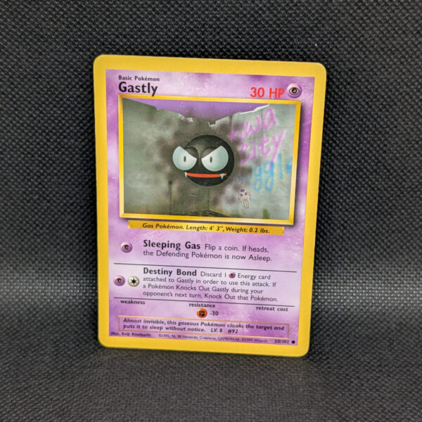 Pokémon Gastly Base Set 50/102 Common · Heavily Played Unlimited