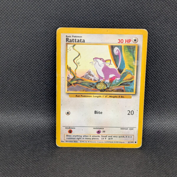 Pokémon Rattata Base Set 61/102 Common · Heavily Played
