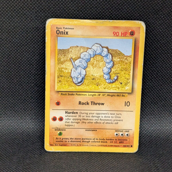 Pokémon Onix Base Set 56/102 Common · Heavily Played · 1999 Unlimited