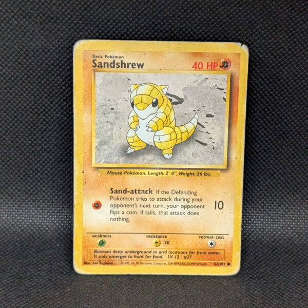 Pokémon Sandshrew Base Set 62/102 Common Unlimited · Heavily Played