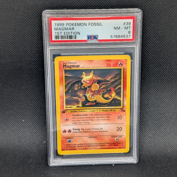 Pokémon Magmar Fossil 39/62 1st Edition PSA 8 NM-MT Common