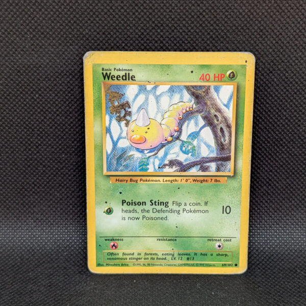 Pokémon Weedle Base Set 69/102 Common · Heavily Played · Unlimited
