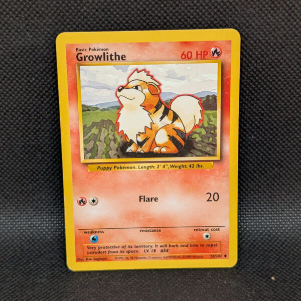 Pokémon Growlithe Base Set 28/102 Common · Lightly Played 1999