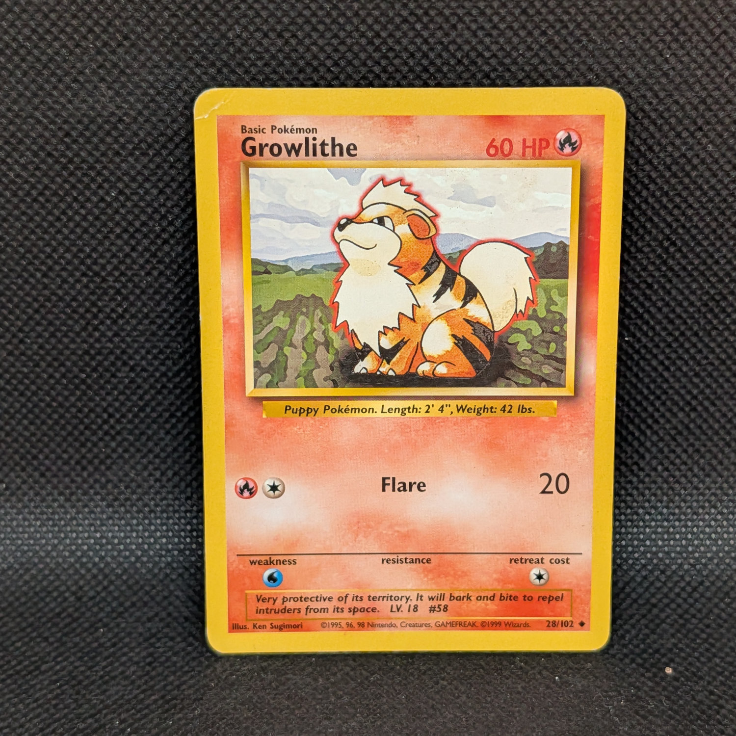 Pokémon Growlithe Base Set 28/102 Common · Lightly Played Unlimited