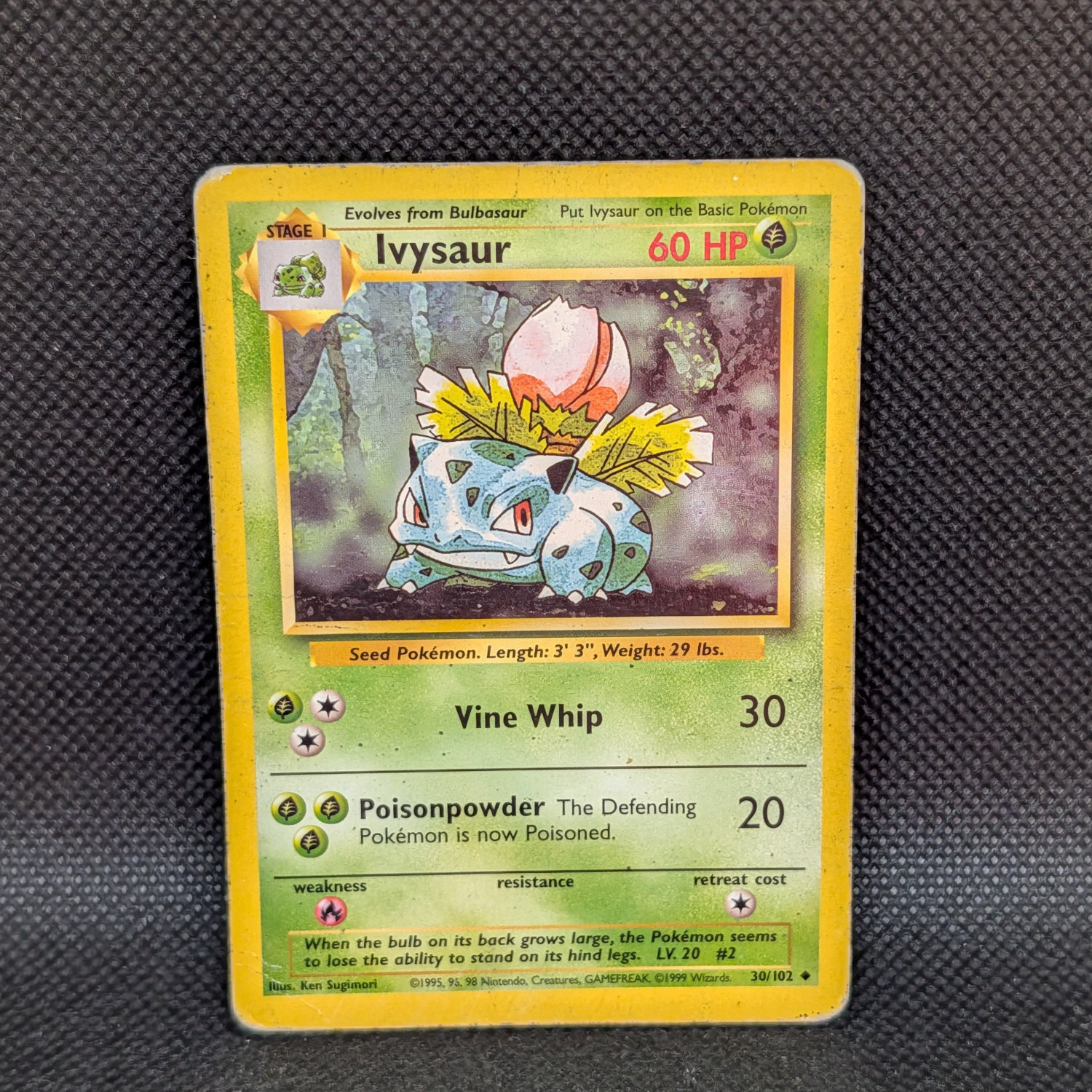 Pokémon Ivysaur Base Set 30/102 Uncommon Unlimited · Heavily Played