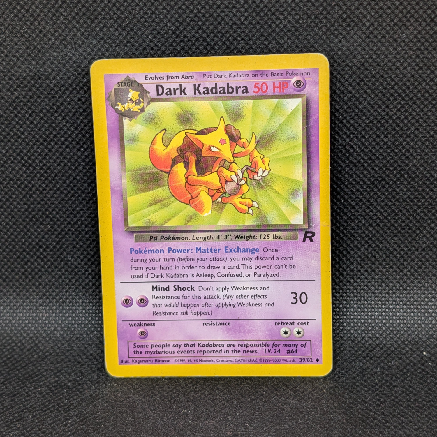 Pokémon Dark Kadabra Team Rocket 39/82 Uncommon · Lightly Played