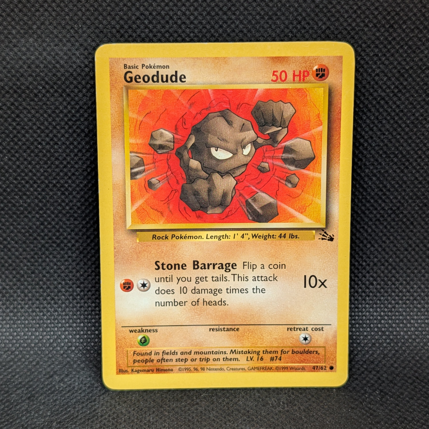 Pokémon Geodude Fossil Set 47/62 Common · Lightly Played