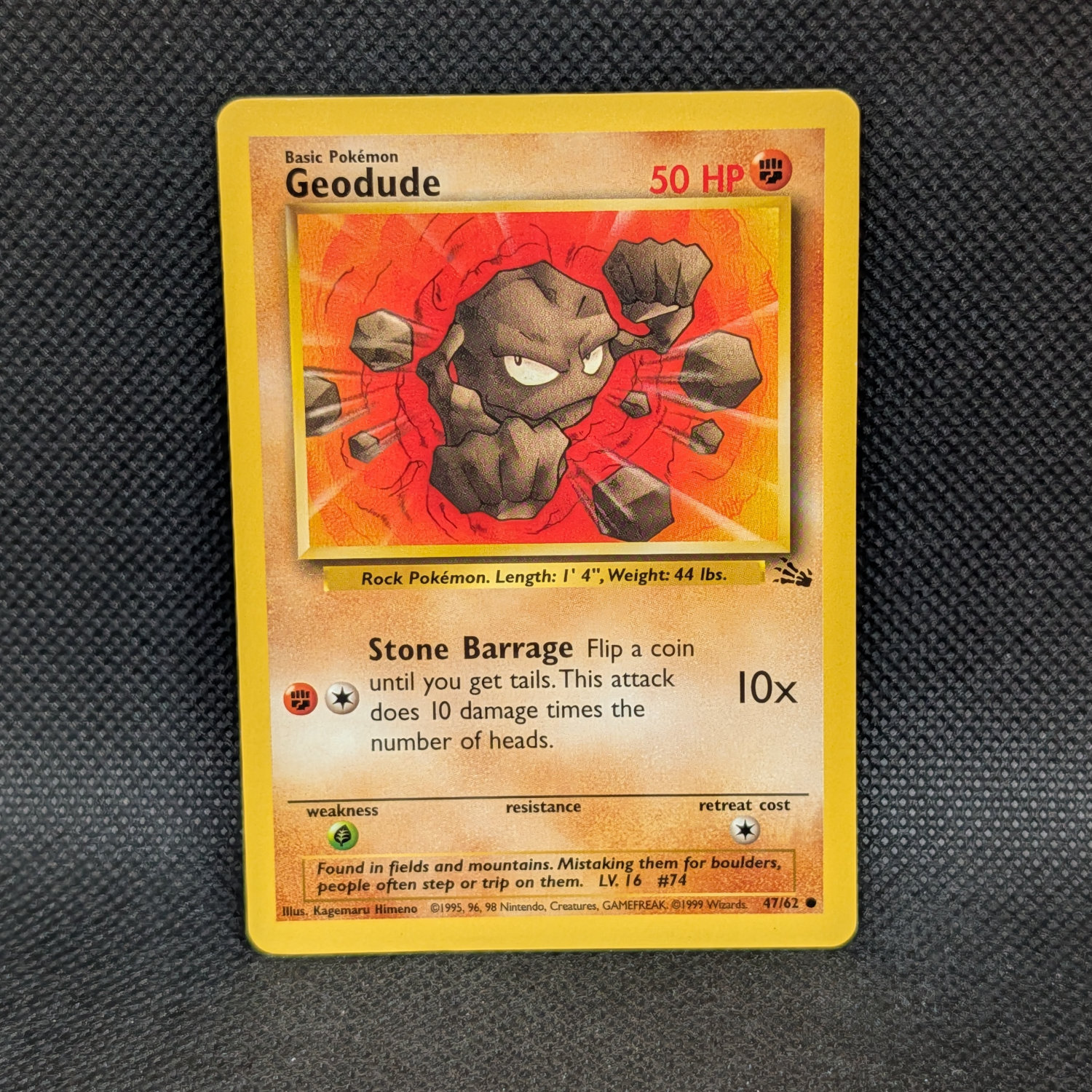 Pokémon Geodude Fossil Set 47/62 Common · Lightly Played