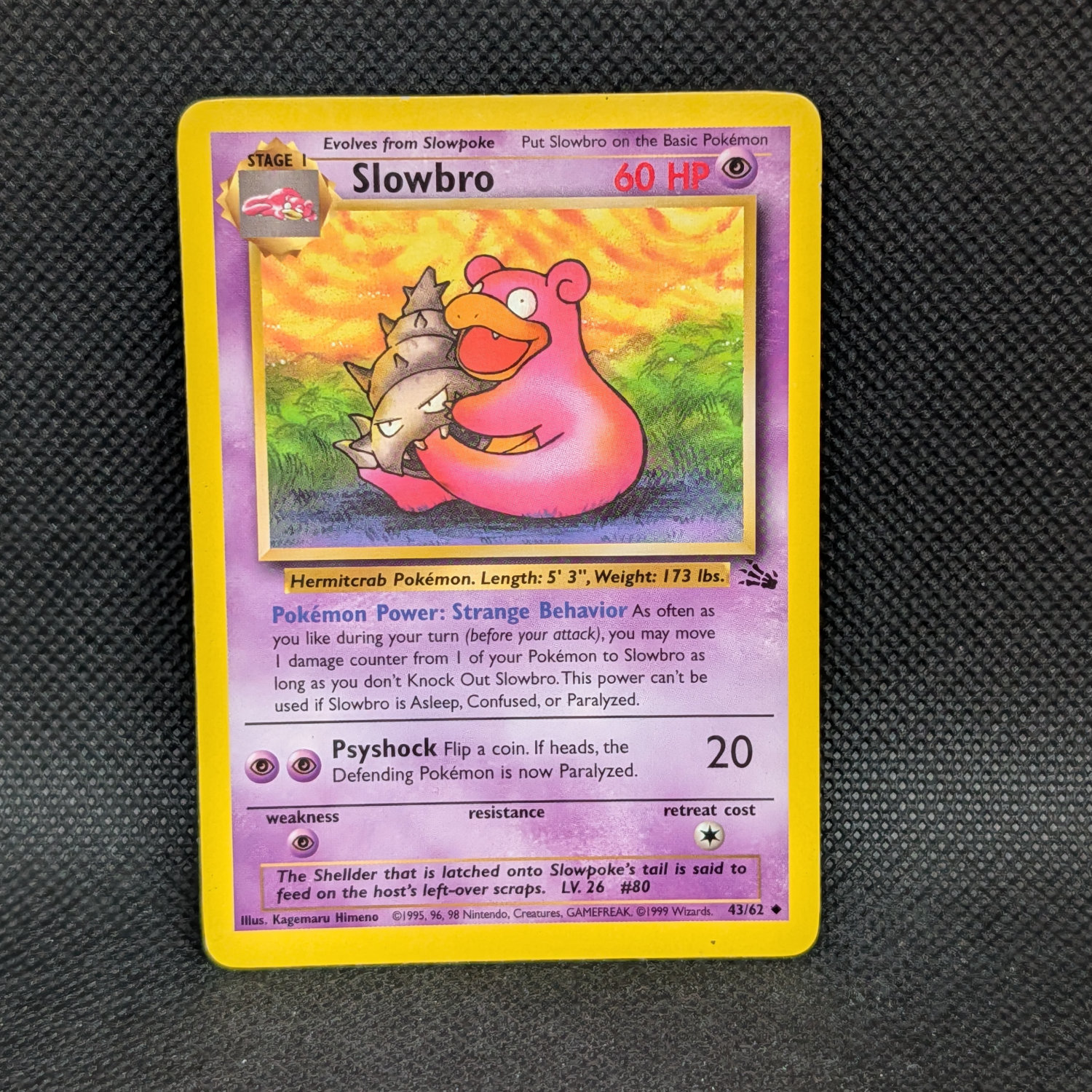 Pokémon Slowbro Fossil Set 43/62 Uncommon · Lightly Played