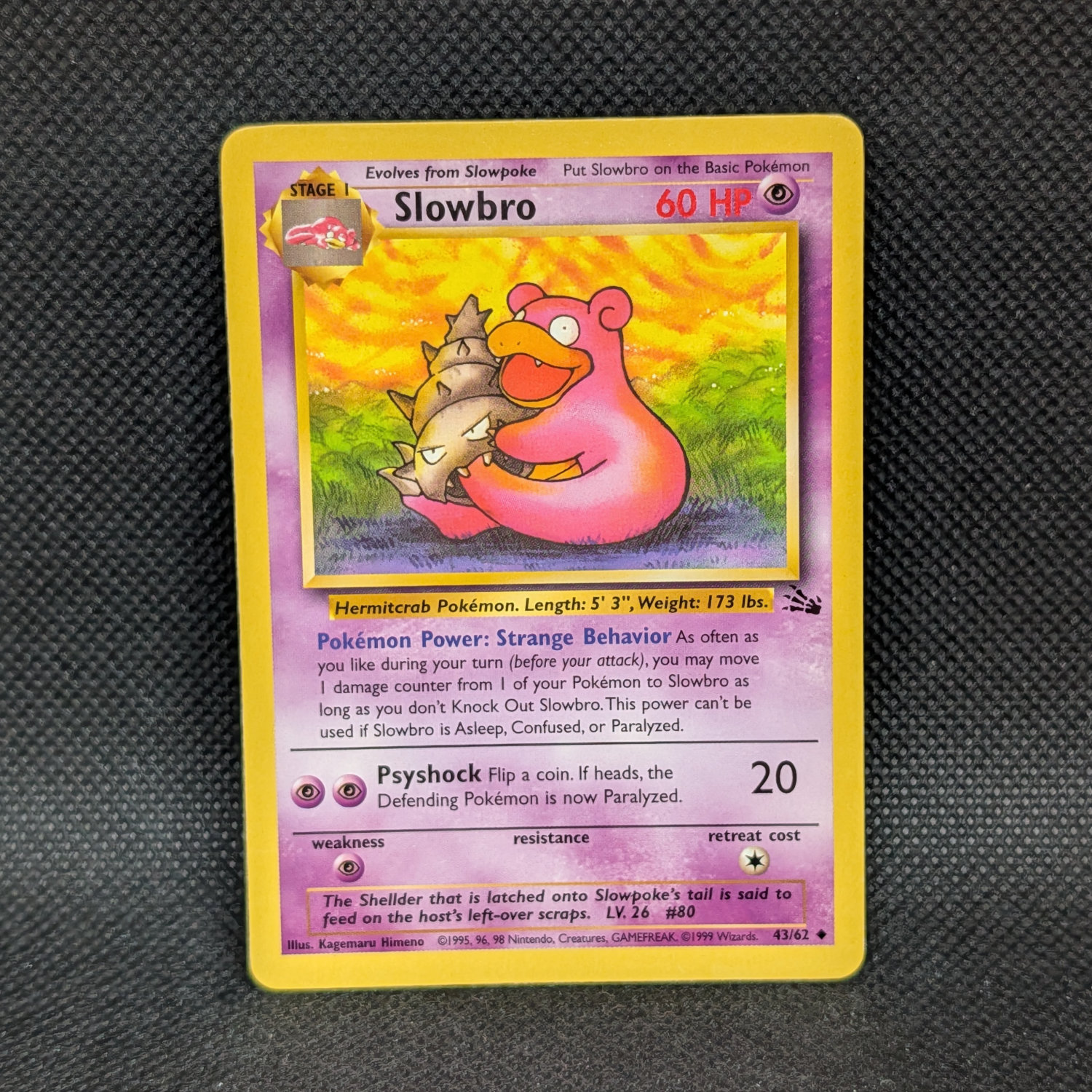 Pokémon Slowbro Fossil Set 43/62 Uncommon · Lightly Played