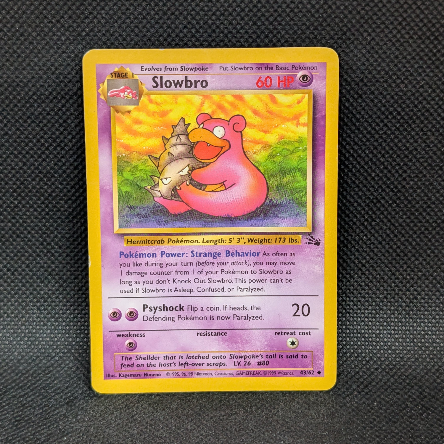 Pokémon Slowbro Fossil Set 43/62 Uncommon · Lightly Played