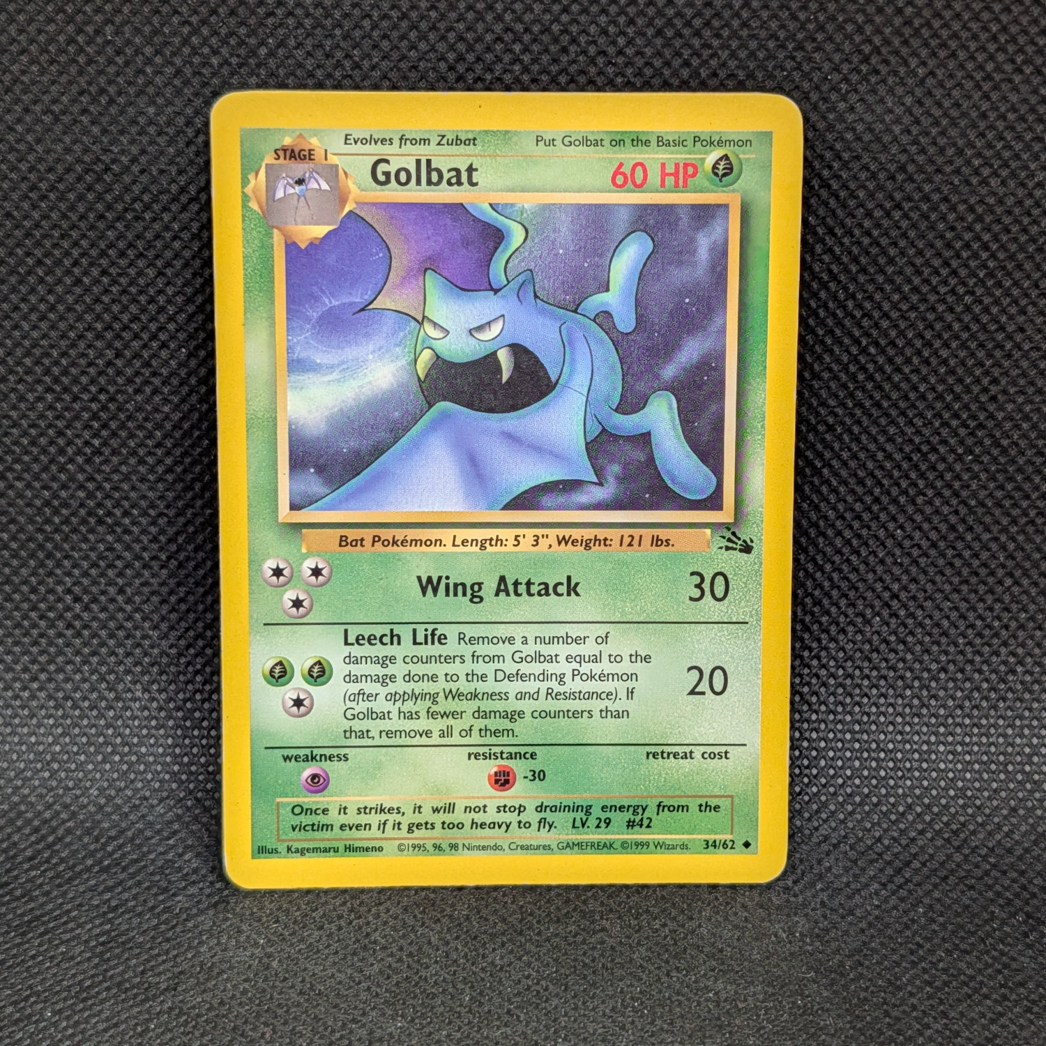 Pokémon Golbat Fossil Set 34/62 Uncommon · Lightly Played