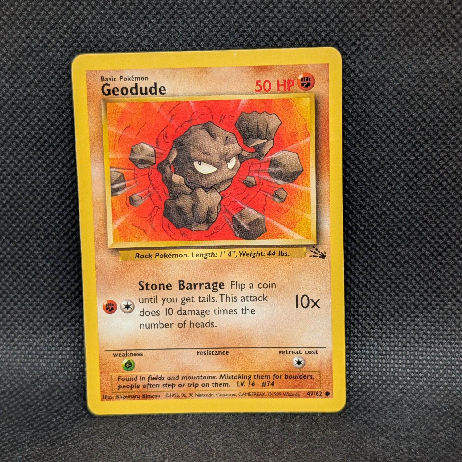 Pokémon Geodude Fossil Set 47/62 Common · Lightly Played