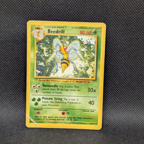 Pokémon Beedrill Base Set 17/102 Rare Unlimited · Heavily Played
