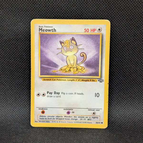Pokémon Meowth Base Set 56/64 Common · Lightly Played · 1999