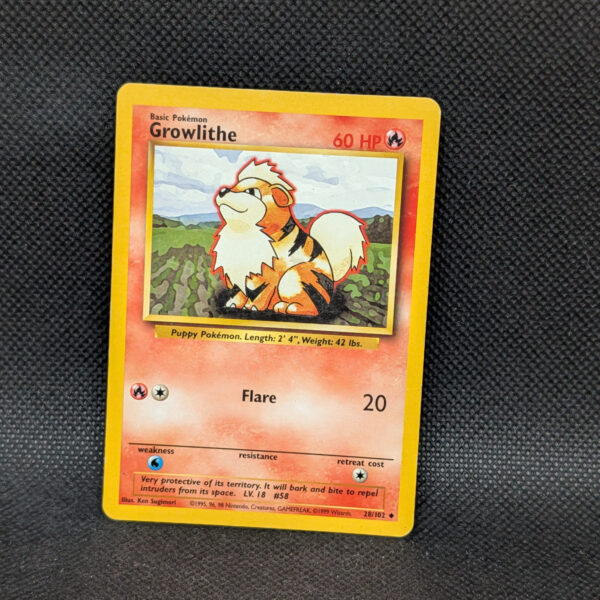 Pokémon Growlithe Base Set 28/102 Common · Lightly Played 1999
