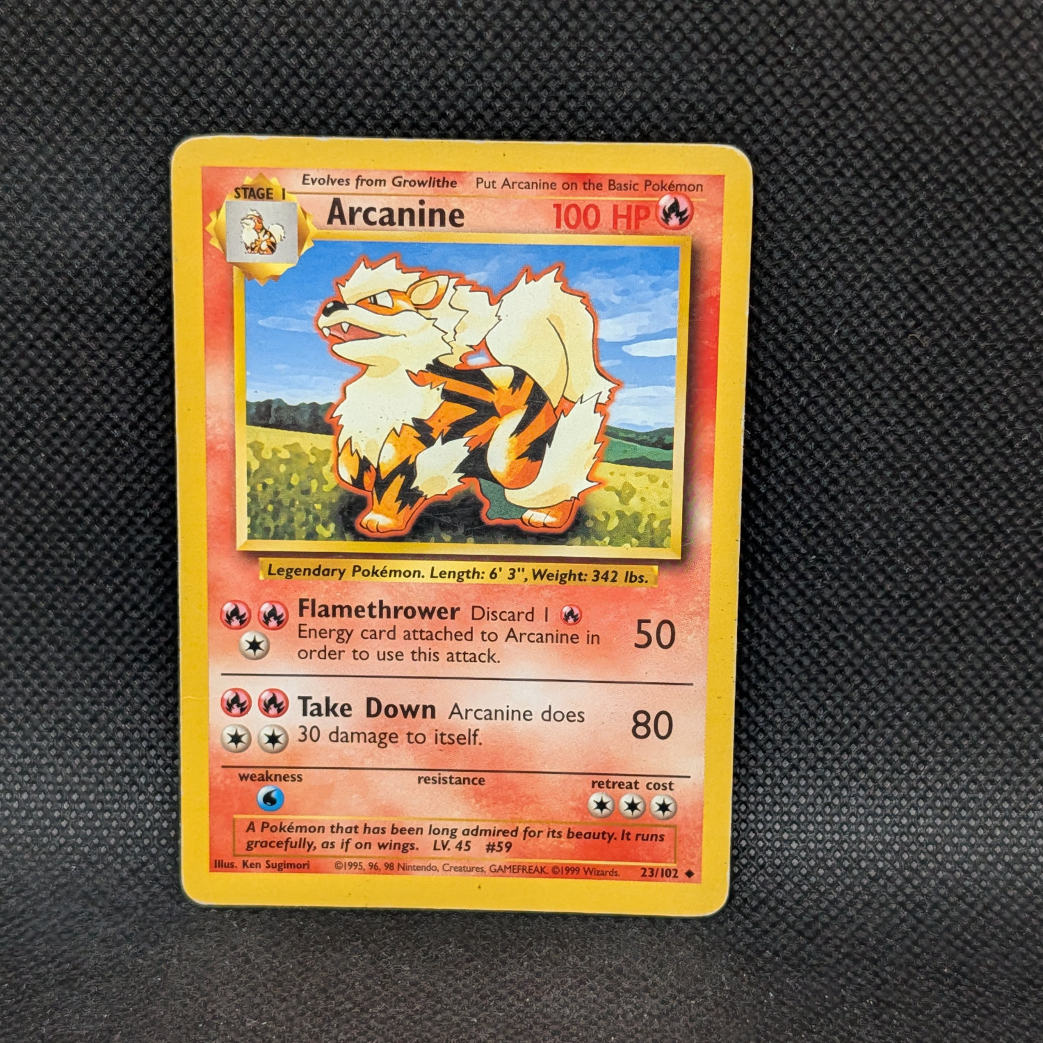 Pokémon Arcanine Base Set 23/102 Rare Unlimited · Lightly Played